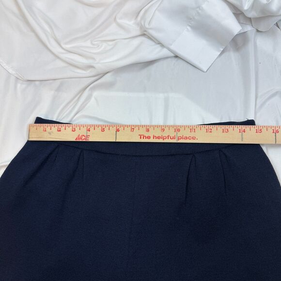 ST. JOHN Collection Santana Knit Pants Wide Leg Pull On Navy Blue Wool Size 8 - Picture 8 of 10
